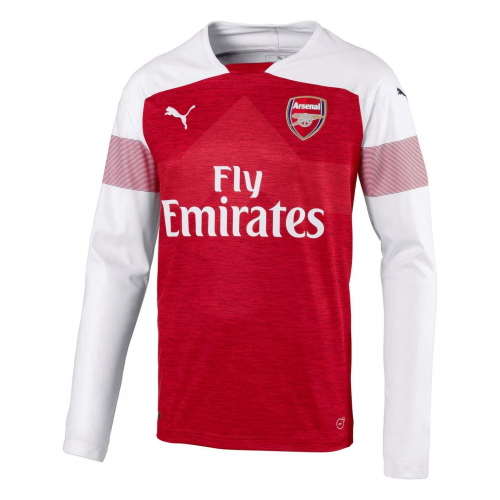 18-19 Arsenal Long Sleeve Home Soccer Jersey Shirt