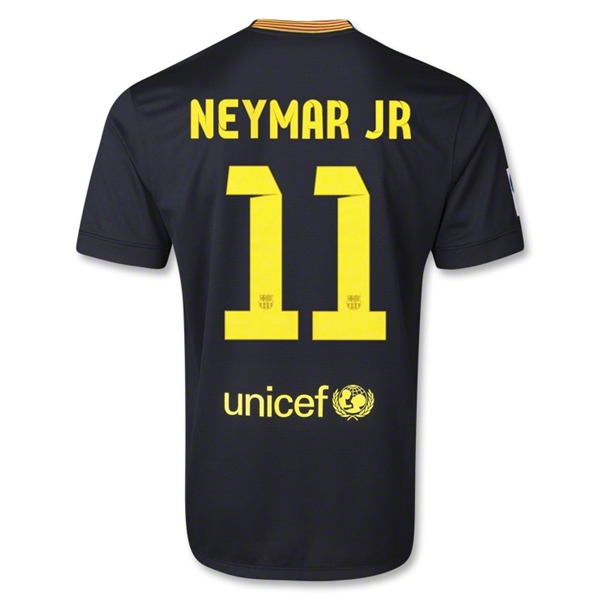13-14 Barcelona #11 NEYMAR JR Away Black Soccer Jersey Shirt