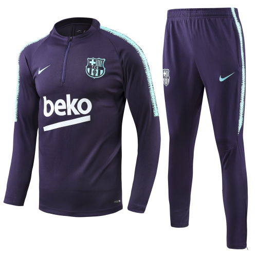 Barcelona 18/19 Training Sweat Top Tracksuit Purple With Pants