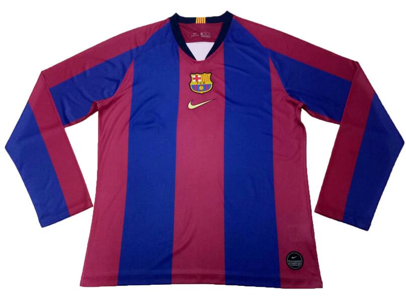 Barcelona 19/20 El Clasico Home Long Sleeve Soccer Jersey Shirt