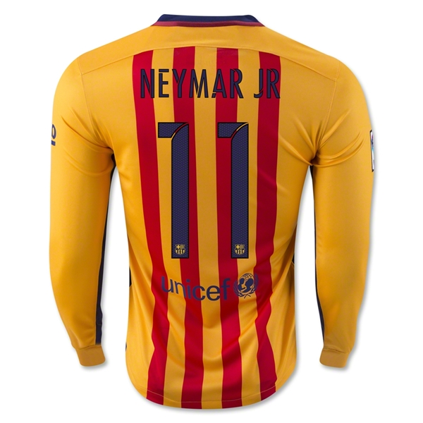 Barcelona 2015-16 NEYMAR JR #11 LS Away Soccer Jersey