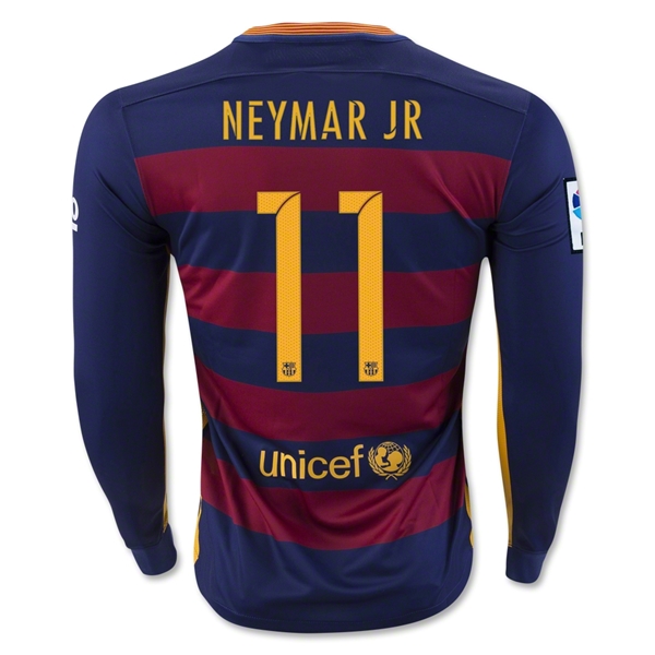 Barcelona 2015-16 NEYMAR JR #11 LS Home Soccer Jersey