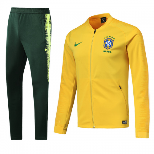 Brazil 2018 N98 Training Jacket Tracksuits Yellow and Pants