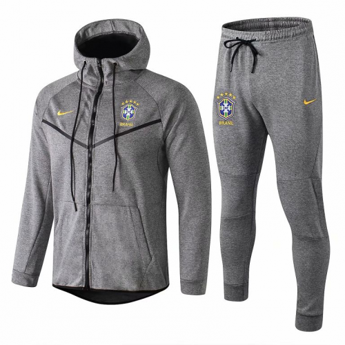 Brazil 2018 Hoodie Jacket Tracksuits Grey and Pants