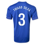 2013 Brazil #3 THIAGO SILVA Blue Away Jersey Shirt
