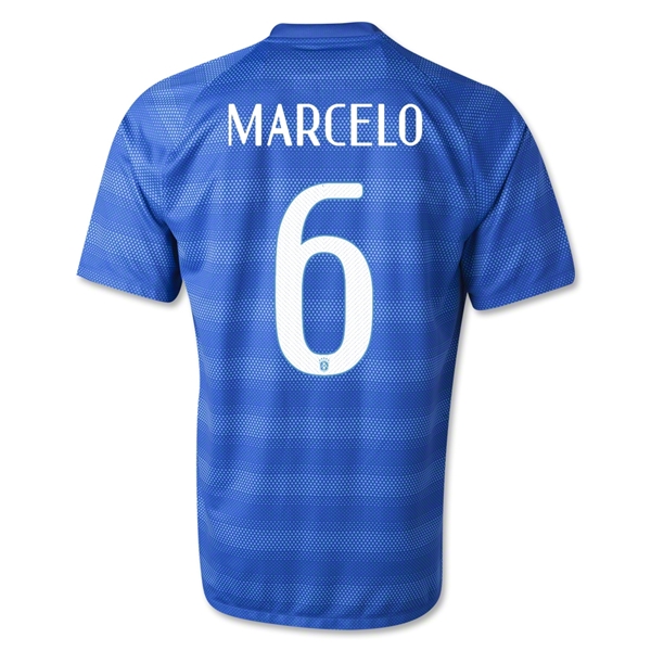 2014 Brazil #6 MARCELO Away Blue Jersey Shirt