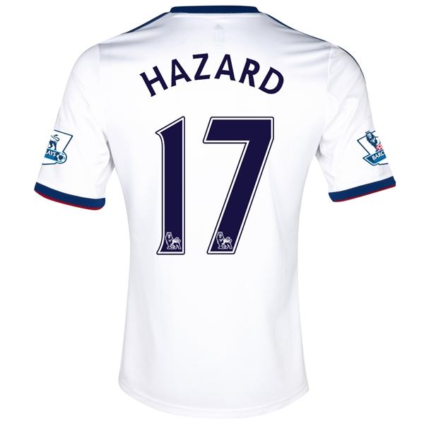 13-14 Chelsea #17 HAZARD White Away Soccer Jersey Shirt
