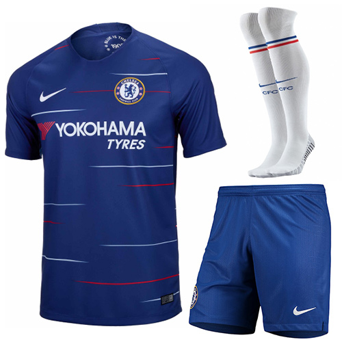 Chelsea 2018/19 Home Soccer Jersey Sets (Shirts+Shorts+Socks)