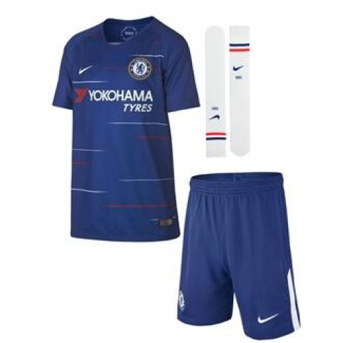 2018/19 Kids Chelsea Home Soccer Set (Shorts+Shirt+Socks)