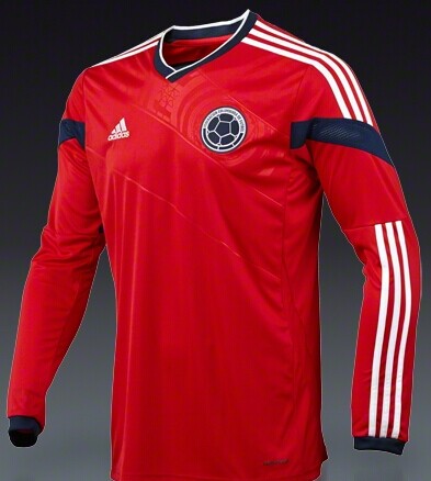 2014 World Cup Colombia Away Long Sleeve Soccer Jersey