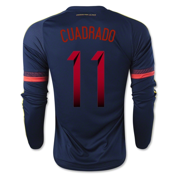 Colombia 2015 CUADRADO #11 LS Away Soccer Jersey