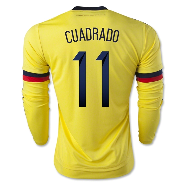 Colombia 2015 CUADRADO #11 LS Home Soccer Jersey