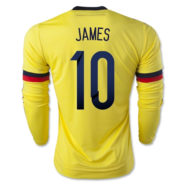 Colombia 2015 JAMES #10 LS Home Soccer Jersey