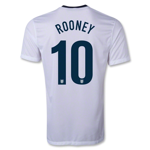 2013 England #10 ROONEY Home White Jersey Shirt