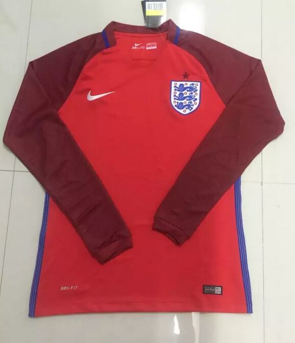 England 2016 Euro Long Sleeve Away Soccer Jersey