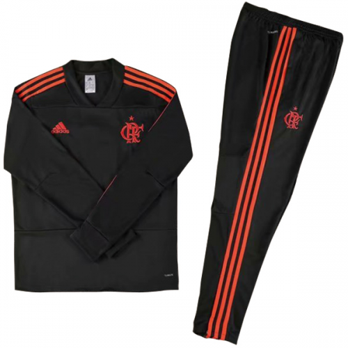 Kids Flamengo 18/19 Training Sweat Top Tracksuit Black and Pants