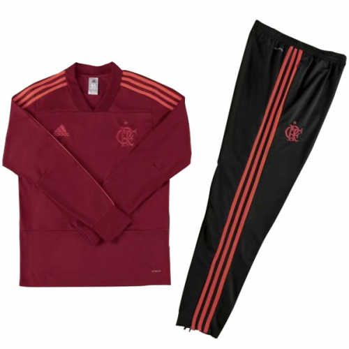 Kids Flamengo 18/19 Training Sweat Top Tracksuit Red and Pants