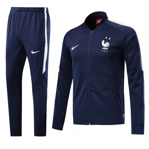 Two Stars France 2018 Training Jacket Tracksuits Navy and Pants