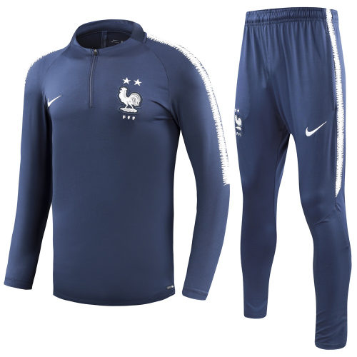 Two Stars France 2018 Sweat Top Tracksuits Blue and Pants