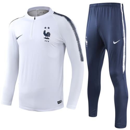 Two Stars France 2018 Sweat Top Tracksuits White and Pants