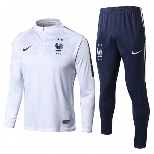 Kids Two Stars France 2018 Sweat Top Tracksuits White and Pants
