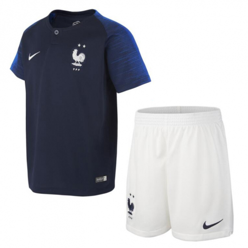 Kids 2 Star France 18/19 Home Soccer Kits (Shirt+Shorts)