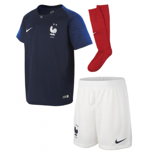Kids 2 Star France 18/19 Home Soccer Sets (Shirt+Shorts+Socks)