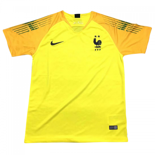 2 Stars France 2018 Goalkeeper Yellow Soccer Jersey Shirt