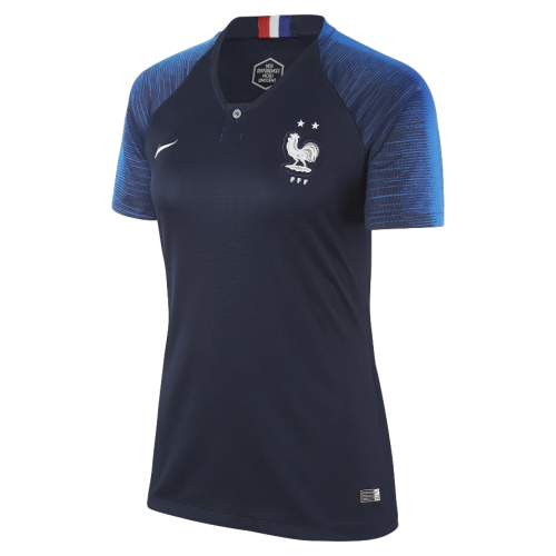 2 Star France 2018 World Cup Women's Home Soccer Jersey Shirt
