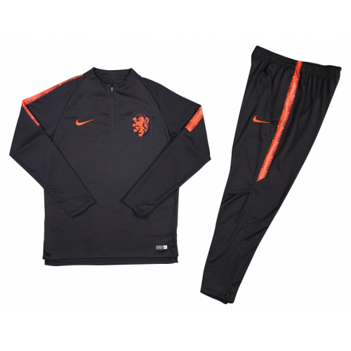 Kids Netherland 2018 Training Sweat Top Tracksuits Black and Pants