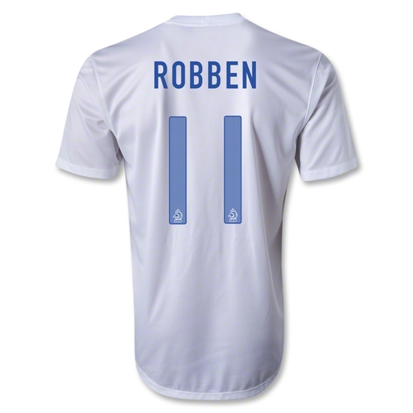 2013 Netherlands #11 ROBBEN Away White Jersey Shirt
