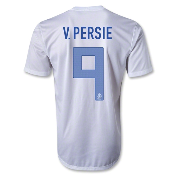 2013 Netherlands #9 V.PERSIE Away White Jersey Shirt