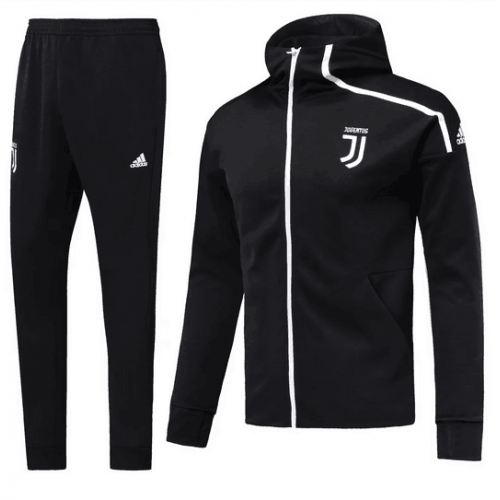Juventus 18/19 Hoody Jacket Top Tracksuit Black With Pants