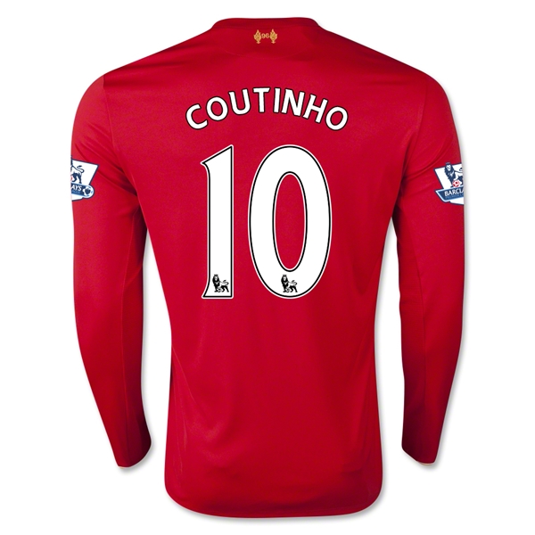 Liverpool 2015-16 COUTINHO #10 LS Home Soccer Jersey