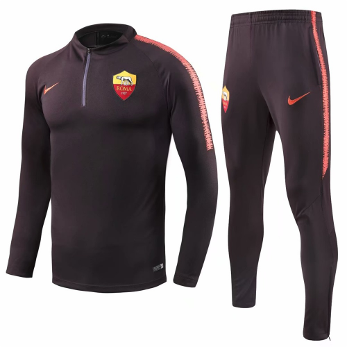 Roma 18/19 Training Sweat Top Tracksuit Brown With Pants
