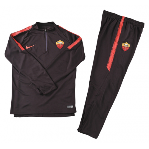 Kids Roma 18/19 Training Sweat Top Tracksuit Brown With Pants
