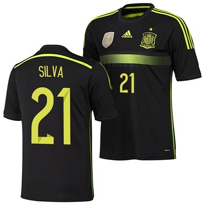 14-15 Spain SILVA #21 Away Soccer Jersey