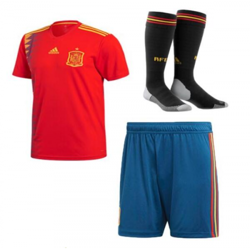 Kids Spain 18/19 Home Soccer Sets (Shirt+Shorts+Socks)