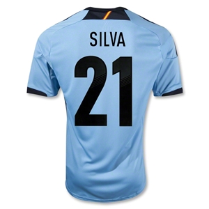 2012 Spain #21 Silva Blue Away Soccer Jersey Shirt