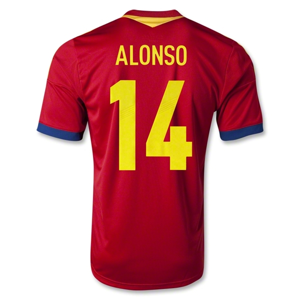 2013 Spain #14 ALONSO Red Home Soccer Jersey Shirt