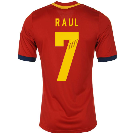 2013 Spain #7 Raul Red Home Soccer Jersey Shirt