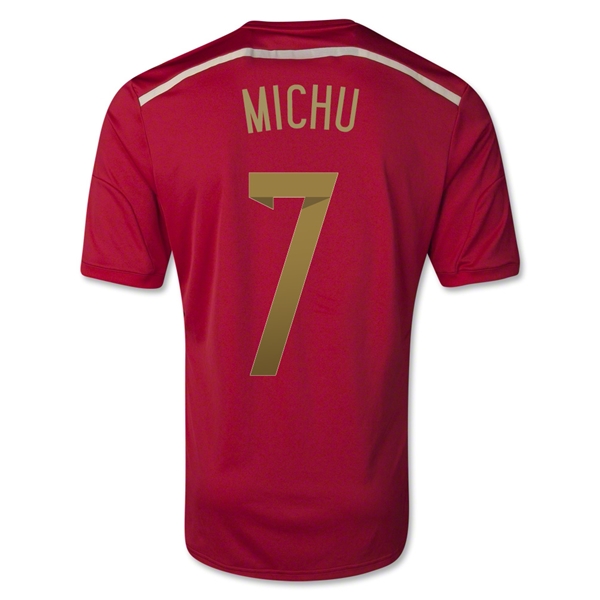2014 Spain #7 MICHU Home Red Jersey Shirt