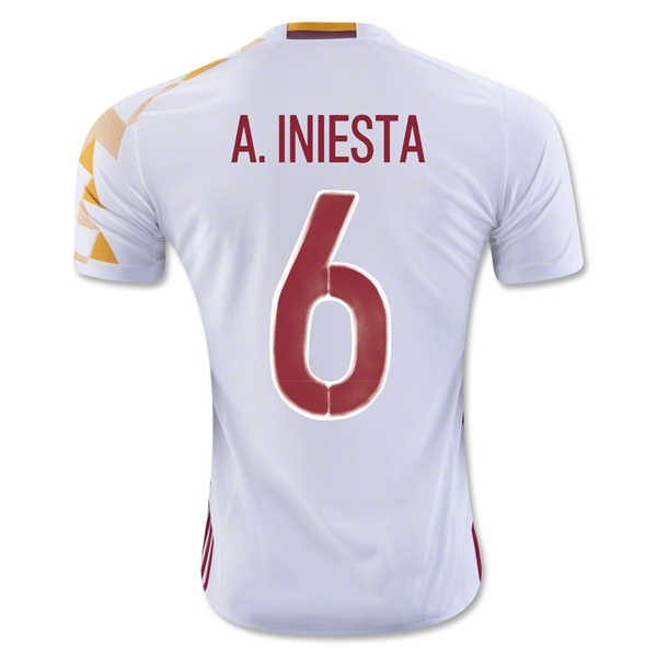 Spain 2016 A. INIESTA #6 Away Soccer Jersey