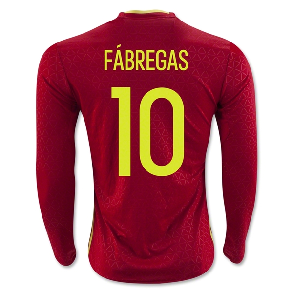 Spain 2016 FABREGAS #10 LS Home Soccer Jersey