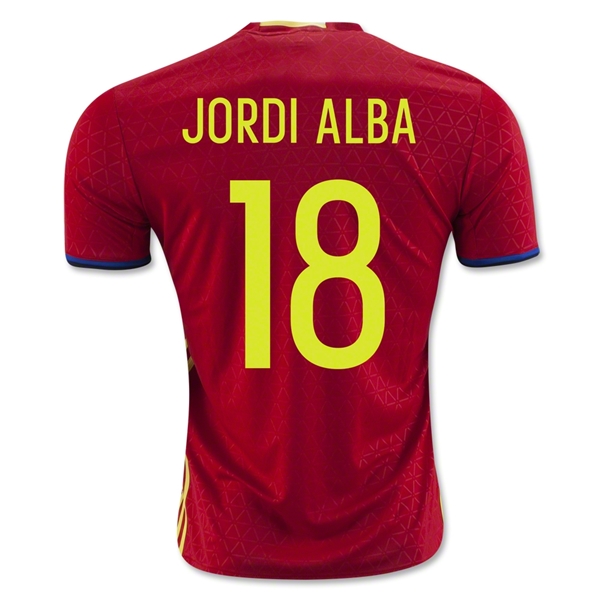 Spain 2016 JORDI ALBA #18 Home Soccer Jersey
