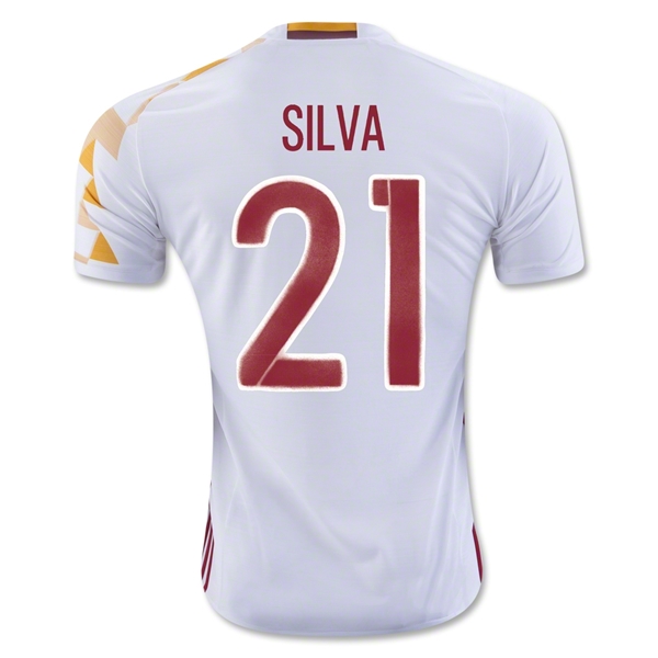 Spain 2016 SILVA #21 Away Soccer Jersey