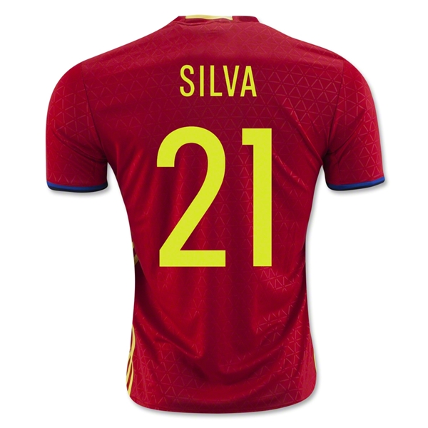 Spain 2016 SILVA #21 Home Soccer Jersey