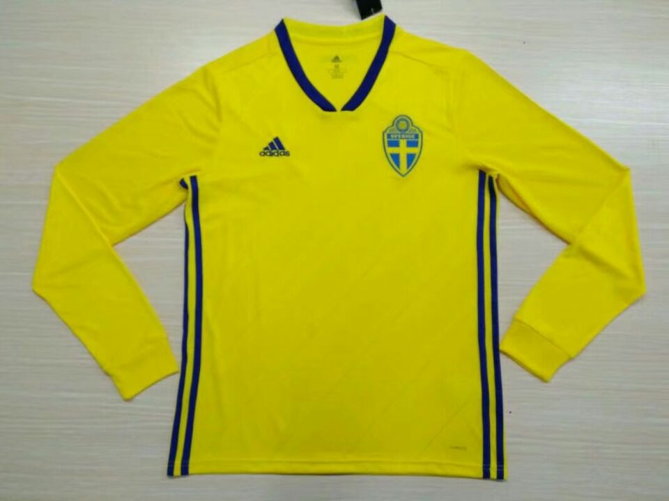 Sweden 2018 World Cup Home Long Sleeve Soccer Jersey Shirt