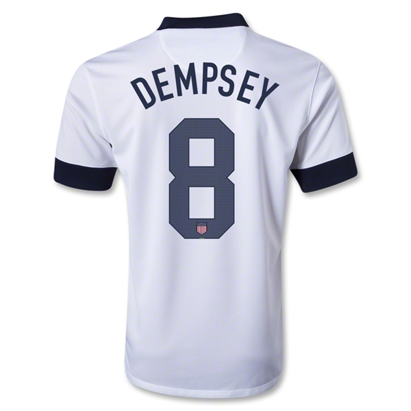 2013 USA #8 DEMPSEY Home White Soccer Jersey Shirt