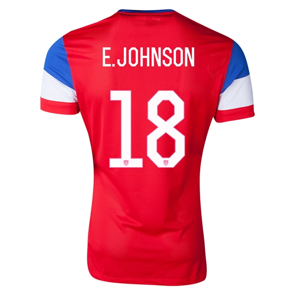 2014 USA #18 E. JOHNSON Away White Soccer Jersey Shirt